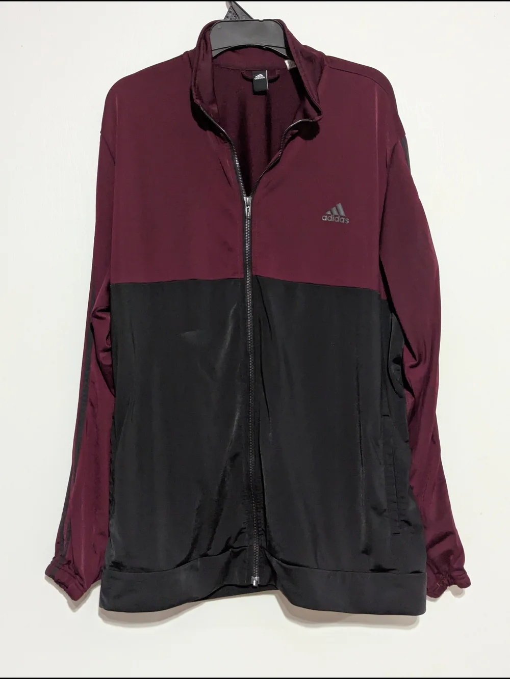 Adidas Men’s Maroon and Black Full-Zip Track Jacket